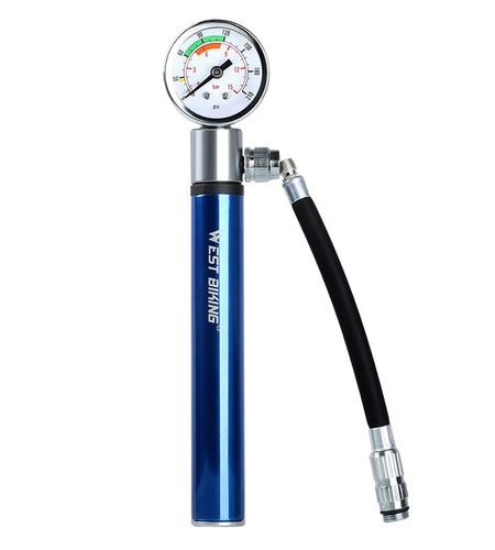 Mini Bicycle Pump With Pressure Gauge 120 PSI Hand Cycling Pump Presta and Schrader Ball Road MTB Tire Bike Pump