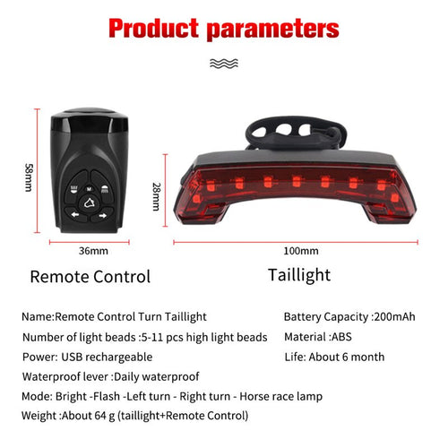 Load image into Gallery viewer, Bike Tail Light Turn Signal Warning Cycling Rear Lights Smart Wireless Remote Control Horn Light MTB Bicycle Light

