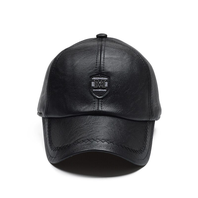 PU Leather Winter Baseball Cap Men Earflaps Casquette Homme Snapback Hat High Quality Gorras Para Hombre Adjustable