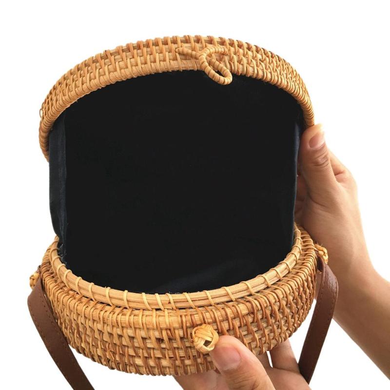 Bohemian Mandala Flap Round Straw Rattan Bag for women - wanahavit