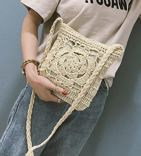 Bohemian Hollow Out Crochet Straw Shoulder Bag-women-wanahavit-Brown-wanahavit