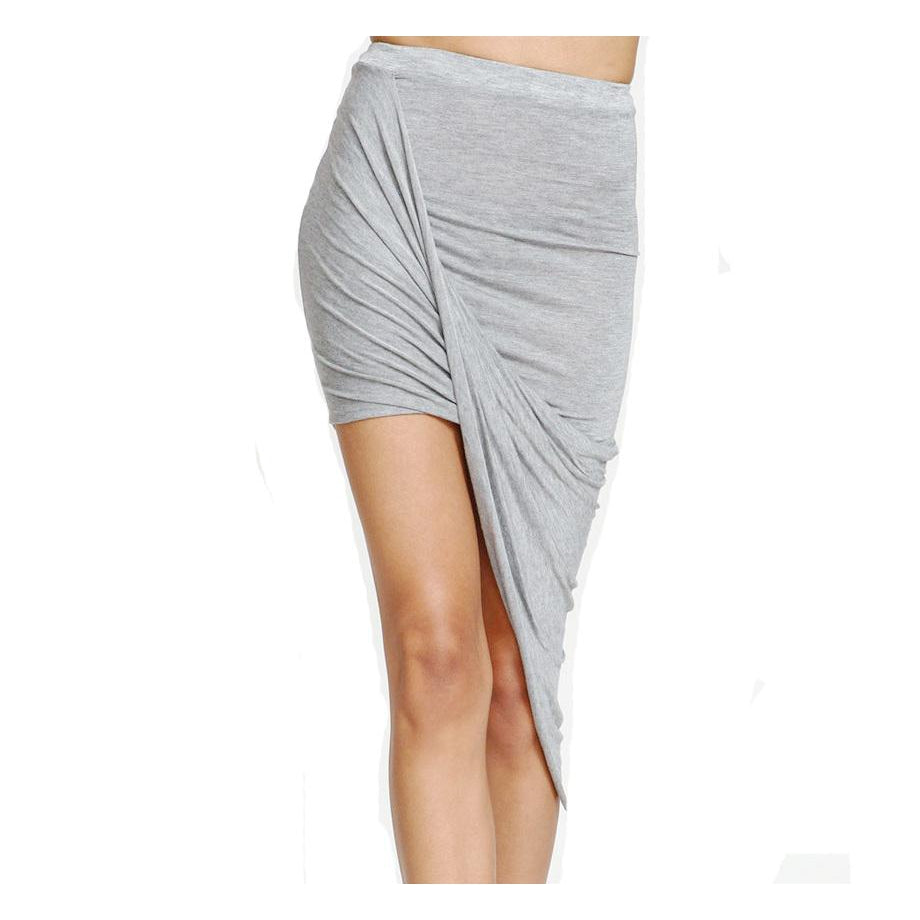 Sexy Wrap Banded Waist Draped Asymmetrical Skirt-women-wanahavit-Gray-XS-wanahavit