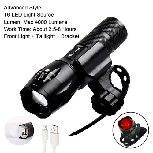 Load image into Gallery viewer, Zoomable Bike Light Waterproof Portable Tactical Torch LED Flashlight USB Rechargeable Bicycle Cycling Front Lamp
