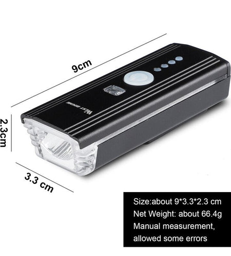 Bike Front Light LED Flashlight With Horn USB Charging Induction Cycling Headlight Waterproof Torch Bicycle Light