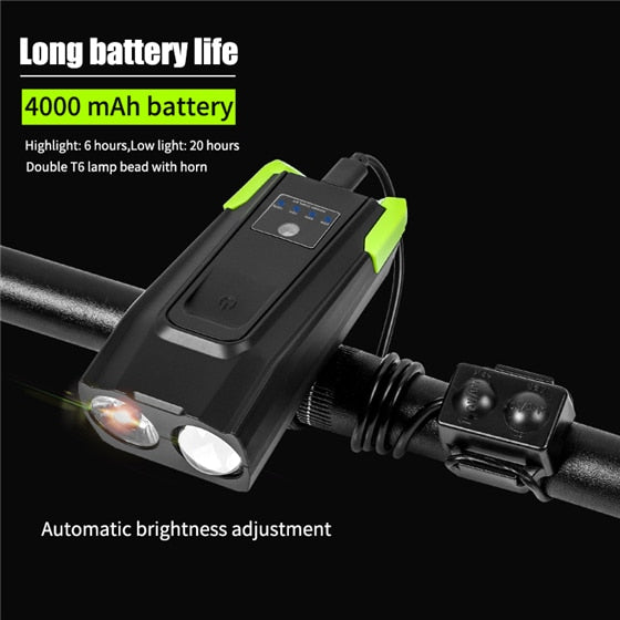 4000mAh Smart Induction Bicycle Front Light Set USB Rechargeable 800 Lumen LED Bike Light with Horn Bike Lamp Cycling FlashLight