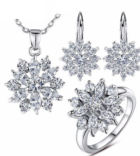 Gold with Multicolor AAA Zircon Jewelry Set-women-wanahavit-White-Ring in 6 Size-wanahavit