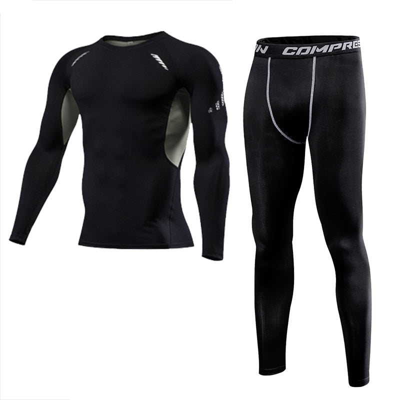 Men Clothing Sportswear Gym Fitness Compression Suits Running Set Sport Outdoor Jogging Quick Dry Tight