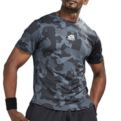 Load image into Gallery viewer, Camouflage Geometric Print Compression Shirts-men fitness-wanahavit-Gray-S-wanahavit
