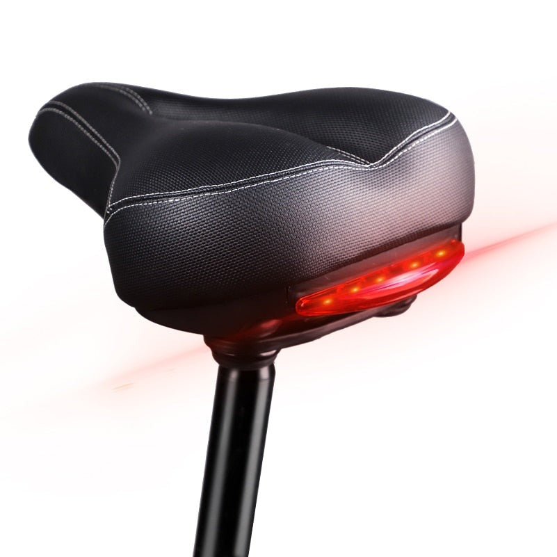 Wide Bicycle Saddle with Taillight Soft Sponge Cushion Hollow Thicken Cycling Ciclismo Seat MTB Mountain Bike Saddle