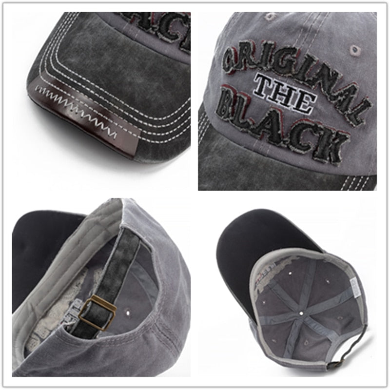 Unisex Vintage Baseball Cap Cotton Hats For Men Women Casual 3D Black Letter Embroidery Cap Outdoor Sports Cap Dropshipping