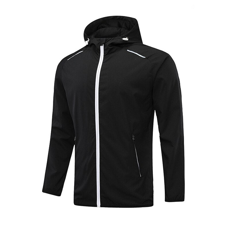 Running Jacket for Men Long Sleeve Shirt Hooded Track Top Full Zip Sportswear Fitness Coat Workout Gym Active Hoodies Sweatshirt