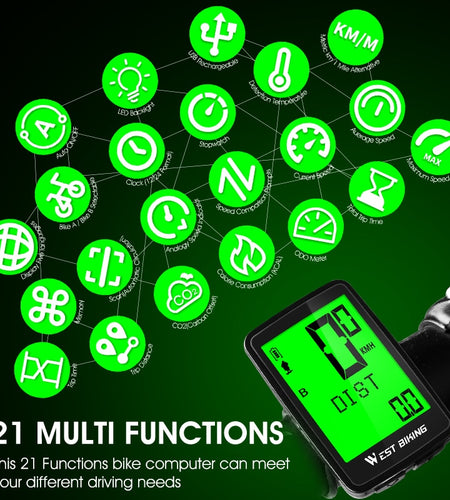 USB Rechargeable Bicycle Computer Wireless Waterproof Backlight Cycling Odometer 5 Languages MTB Bike Speedometer