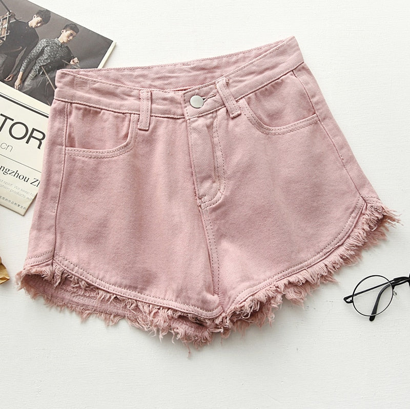 Sexy Tassel Women Denim Shorts Fashion Summer Slim Korean Chic Girl Ankle-Length Pants Black Jeans Washed Street Wear