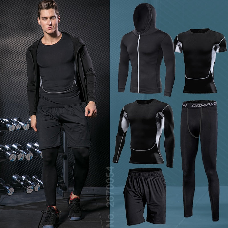 Men's Gym Training Fitness Sportswear Athletic Physical Workout Sweatpants Suit Running Jogging Sport Clothing Tracksuit Dry Fit