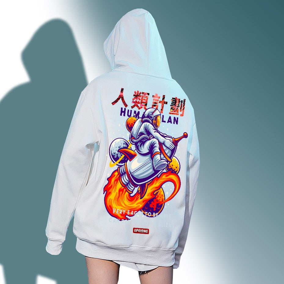 Hoodie Sweatshirt Men Astronaut Print Graphic Mens Hip Hop Korean Fashions long Sleeve Male Oversized Hoodie Sweatshirt