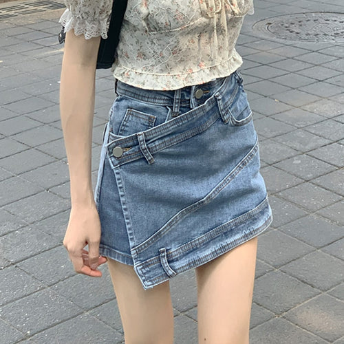 Load image into Gallery viewer, High Waist Women Denim Shorts Summer Korean Blue Designed Jeans Casual Pocket Loose Ladies Wide Leg Shorts
