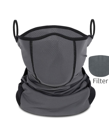 Summer Cycling Face Cover Ice Silk Bike Headwear With Activated Carbon Filter PM 2.5 Anti-Pollution Sports Scarf