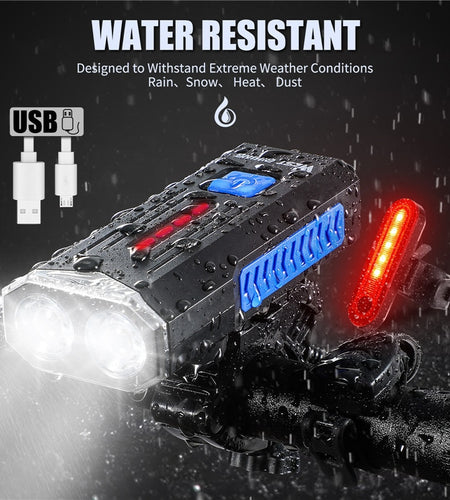 1000 Lumens Bike Light 140db Horn Bell USB Rechargeable Headlight Tailight Waterproof LED Cycling Front Rear Lamp