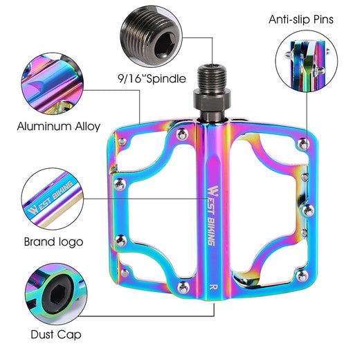 Load image into Gallery viewer, Colorful Bicycle Pedals 3 Bearings CNC Ultralight MTB Road Bike Part Anti-slip Flat BMX Pedals Cycling Accessories
