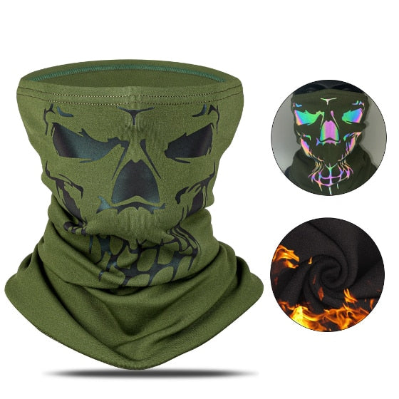 Winter Cycling Half Face Mask Breathable Warm Sports Headwear Reflective 3D Printed Bike Headband Protection Scarf