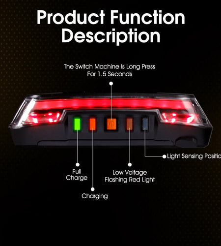 Smart Bike Taillight Wireless Remote Turn Signal Light MTB Road Bicycle LED USB Rechargeable Waterproof Cycling Safety Lamp
