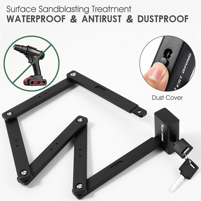 Foldable Bicycle Lock Strong Security Anti-theft Cycling Lock MTB Bicycle Accessories Steel Alloy Scooter E Bike Lock