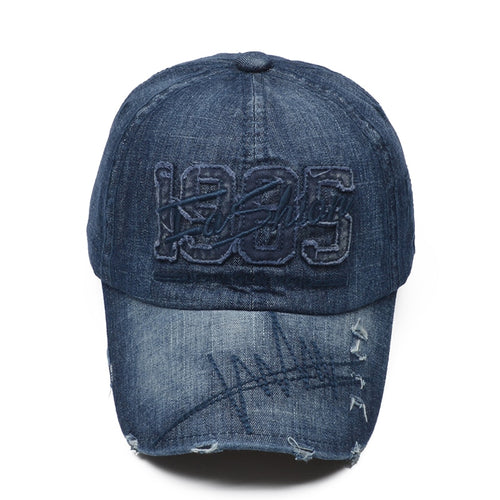 Load image into Gallery viewer, 100% Cotton Brand Men Women Baseball Cap High Quality Washed Fitted Cap Denim 1985 Snapback Hats Outdoor Dad Hat
