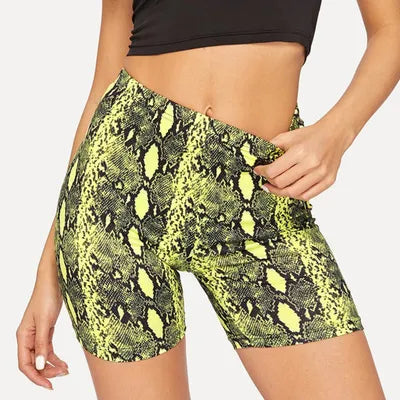 Load image into Gallery viewer, Sexy Women Summer Shorts Snake Print High Waist Shorts Elastic Waist Short Trousers Women Trousers Pantalones Cortos Mujer
