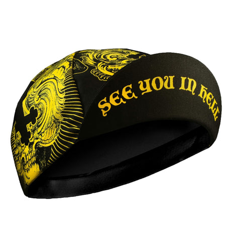 Black Gold Color Skull  Cross Cycling Caps Polyester/Fleece Quick Dry Bicycle Men's Balaclava Road Bike Hat