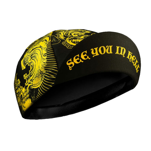 Load image into Gallery viewer, Black Gold Color Skull  Cross Cycling Caps Polyester/Fleece Quick Dry Bicycle Men&#39;s Balaclava Road Bike Hat
