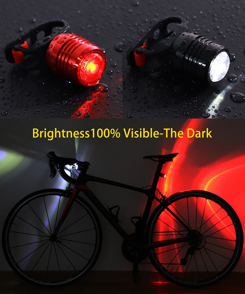Bicycle Light USB Rechargeable Waterproof Safety Warning Flashlight Bike Lamp Running Helmet Cycling Rear Taillight