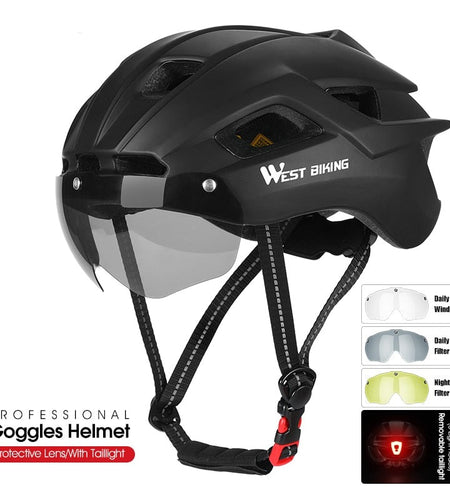 Safety Helmet With LED Light MTB Enduro Triathlon Specialized Road Bike Helmet Electric Scooter Helmet With Goggles