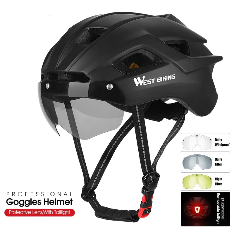 Safety Helmet With LED Light MTB Enduro Triathlon Specialized Road Bike Helmet Electric Scooter Helmet With Goggles