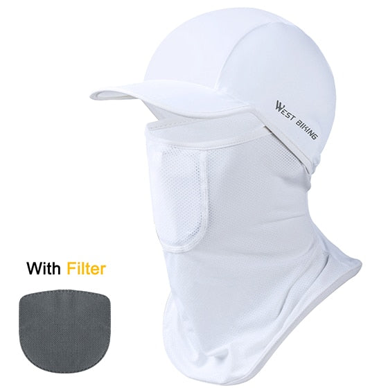 Summer Cycling Headwear Face Cover With Filter Men Women Ice Silk Anti-UV Sports Fishing Running Balaclava Cap