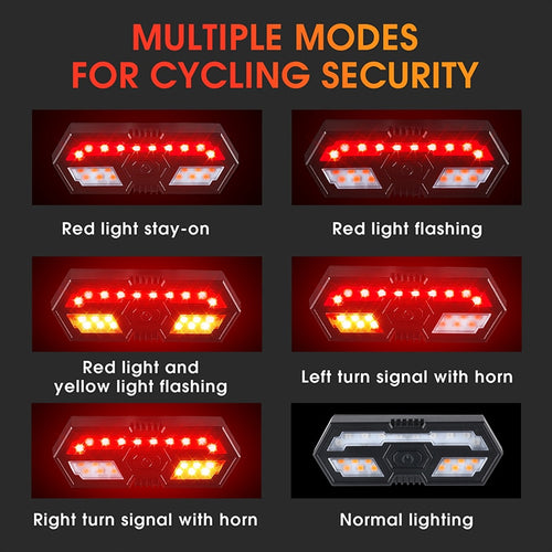 Load image into Gallery viewer, Wireless Remote Bike Taillight LED Turn Signal MTB Bicycle Horn Light Waterproof USB Rechargeable Cycling Rear Lamp
