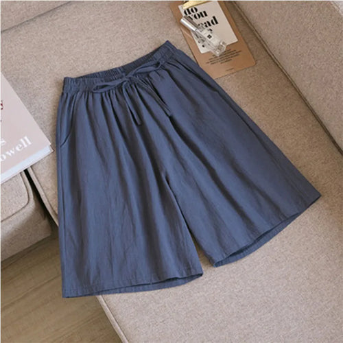 Load image into Gallery viewer, Women shorts Summer Casual Solid Cotton Linen shorts high waist loose shorts for girls Soft Cool female shorts M-3XL
