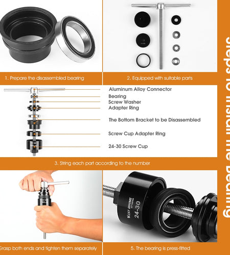 Bicycle Bottom Bracket Bearing Remove Install Tool Road Bike BB Press Fit 24mm 30mm BB86 BB30 BB92 PF30 Repair Kit