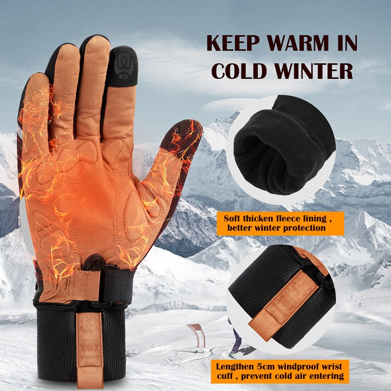 Winter Sport Gloves Thicken Lengthen Warm Cycling Equipment Men Women Outdoor Skiing MTB Bike Motorcycle Gloves