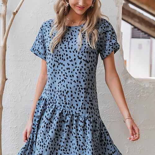 Load image into Gallery viewer, Sexy Leopard Print Elegant Office Lady Vintage Short Boho Sundress-women-wanahavit-Blue-S-wanahavit
