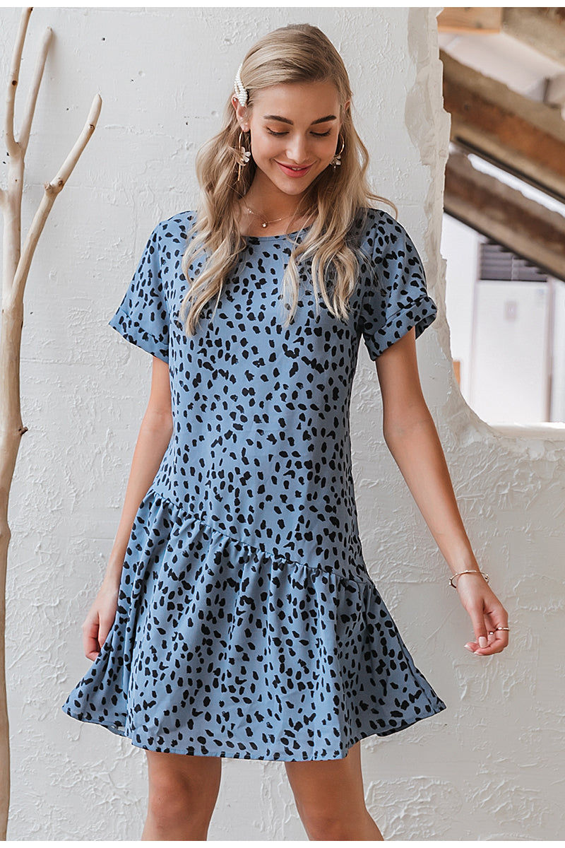 Sexy Leopard Print Elegant Office Lady Vintage Short Boho Sundress-women-wanahavit-Blue-S-wanahavit