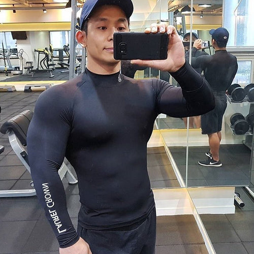Load image into Gallery viewer, Gym Fitness Skinny T-shirt Men Compression Quick dry Long sleeve Shirt Male Running Bodybuilding Workout Tee shirt Tops Clothing
