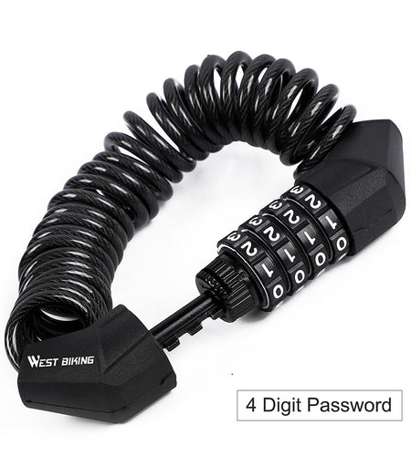 Bicycle Helmet Lock 4 Digit Password Mini Anti-theft Bike Lock For Motorcycle Bicycle Scooter Cycling Bag Cable Lock
