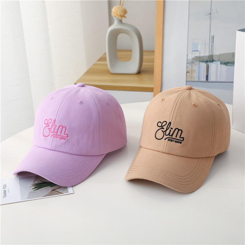 Hot Sale Unisex Fashion Cotton Cap Letter Embroidery Candy Colors Baseball Cap For Women High Quality Streetwear Hat