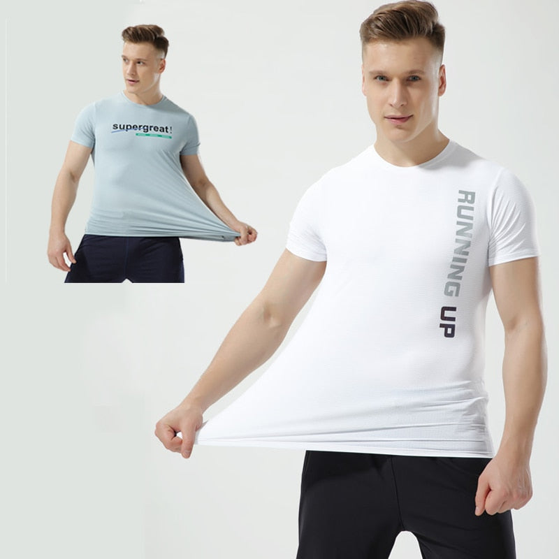 Summer Quick-drying Tshirts Men's Loose Sports Tshirt for Male Bottoming Shirts Short-Sleeved Ice Silk Mesh T-shirts M-3XL