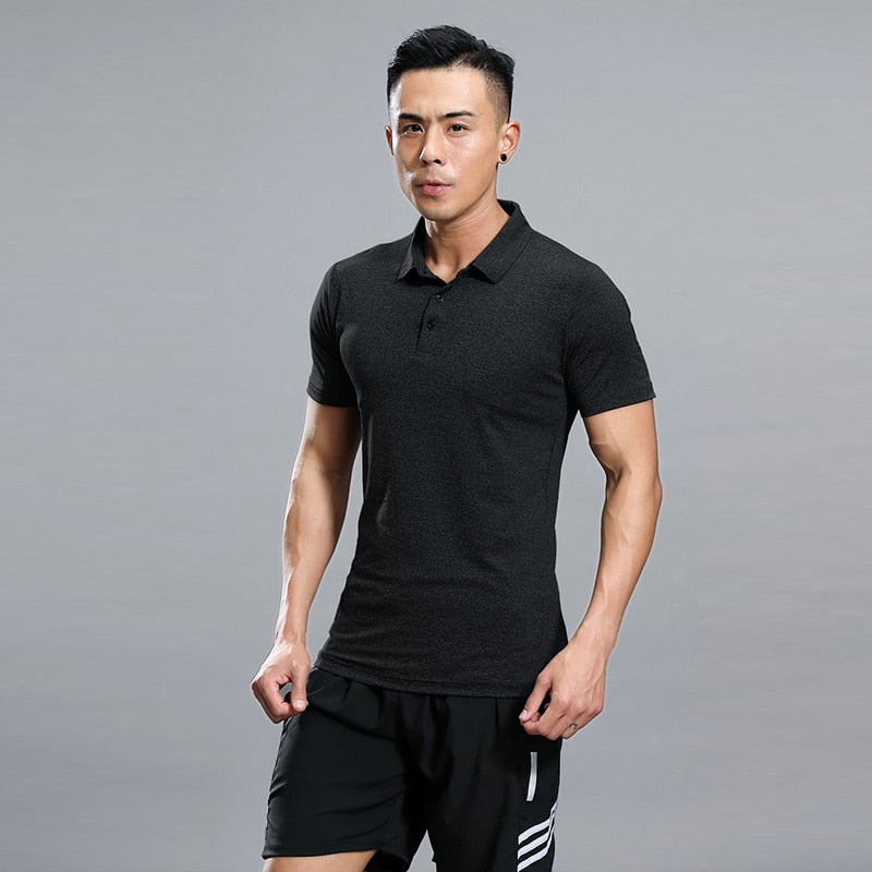 Mens Polo Shirt Short Sleeve Summer Tennis Shirt Quick Dry Sport Clothing Basketball GYM Running Badminton Training T-Shirt