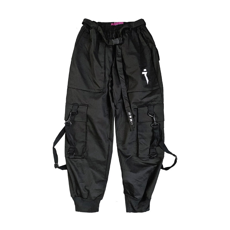 Cargo Pants Men Hip Hop Tactics Joggers Trousers Elastic Waist Ribbon Fashion Harajuku Streetwear Pant Male WX001