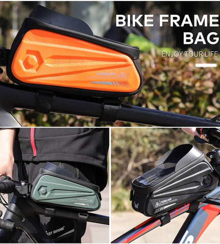 Reflective Bicycle Bag Sensitive Touch Screen 7.0 Inch Cycling Phone Bag Waterproof MTB Road Bike Tube Frame Bags