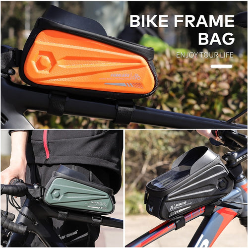 Load image into Gallery viewer, Reflective Bicycle Bag Sensitive Touch Screen 7.0 Inch Cycling Phone Bag Waterproof MTB Road Bike Tube Frame Bags

