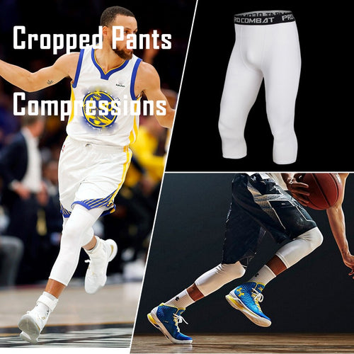 Load image into Gallery viewer, Men&#39;s Sports 3/4 Cropped Pants Gym Running Leggings Male Joggings Elastic Compressions Sweatpant Football Basketball Trousers
