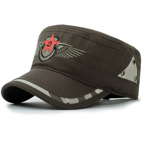 Load image into Gallery viewer, Star and Wing Embroided Military Cap-unisex-wanahavit-ARMY GREEN-wanahavit
